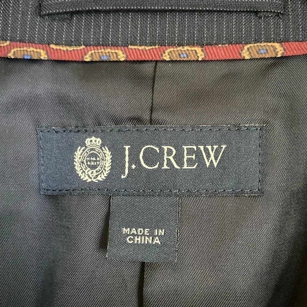 J.‎ Crew Men's Alridge Wool Blazer Jacket Navy Pinstripe Size 38R 3 Button